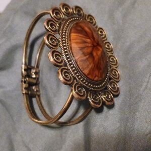 Brass Tone Cuff Earthy Bracelet